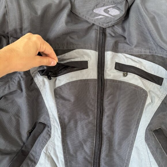 Spyke Motorcycle Jacket Womens XS Grey Blue Biker Coat Padded Removable Sleeves - Picture 7 of 16
